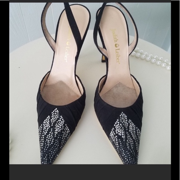 Judith Leiber Shoes - Judith Lieber/ Ladies/ Black Satin Heels/size 7